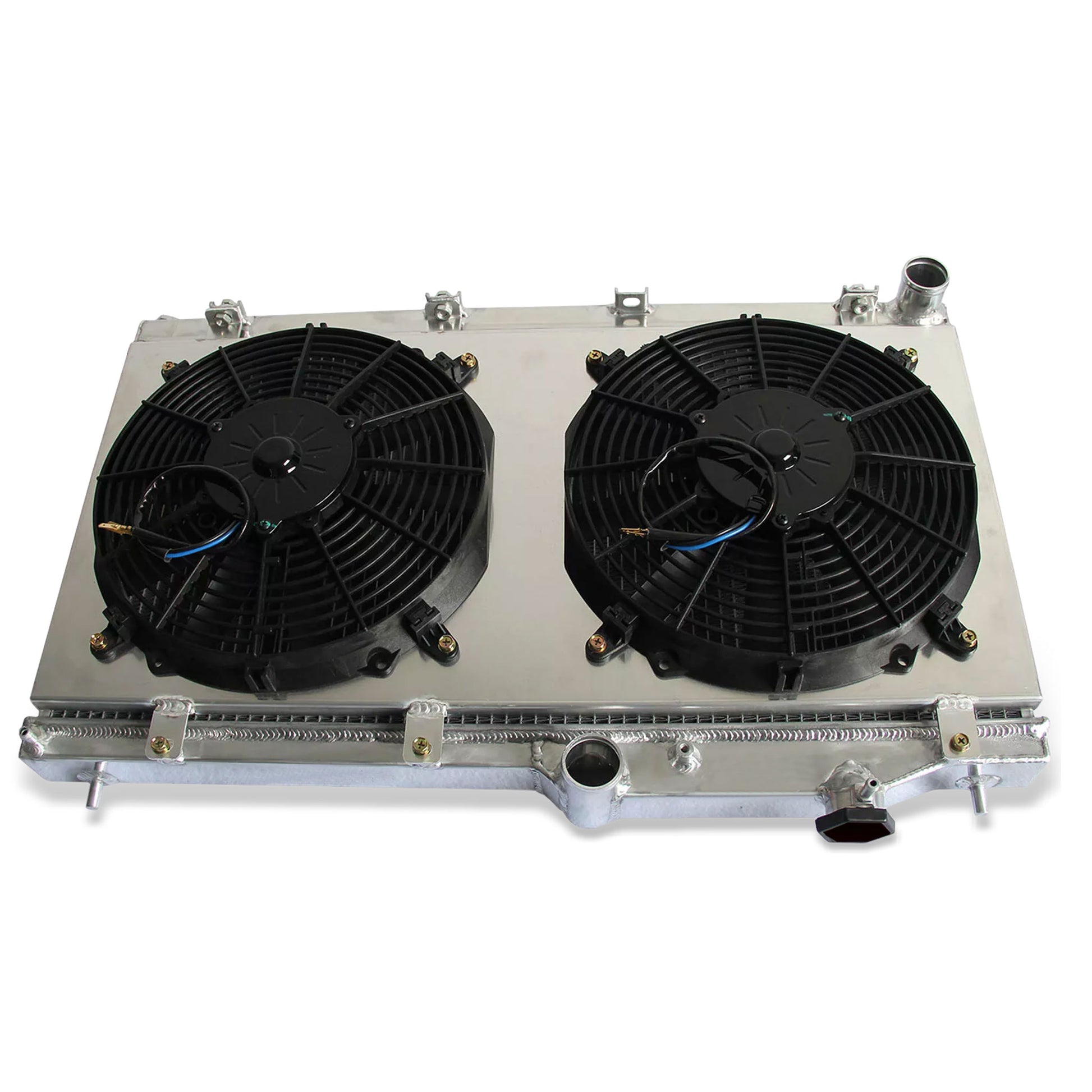 Aluminum radiator fan shroud 2-row top view Subaru Impreza WRX STI GT (2009-2015) Pressure Tested