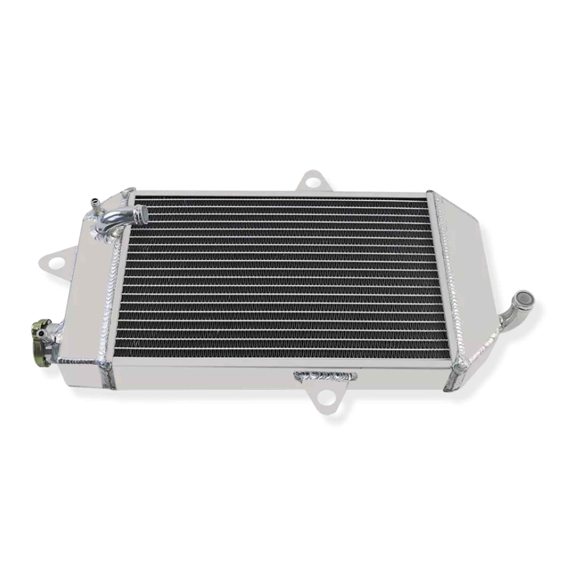 Top view of oversized 3-row aluminum radiator showing filler neck and core thickness for YFZ350 Banshee (1987–2006)