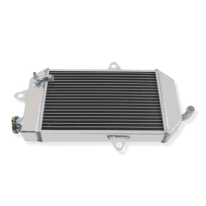 Top view of oversized 3-row aluminum radiator showing filler neck and core thickness for YFZ350 Banshee (1987–2006)