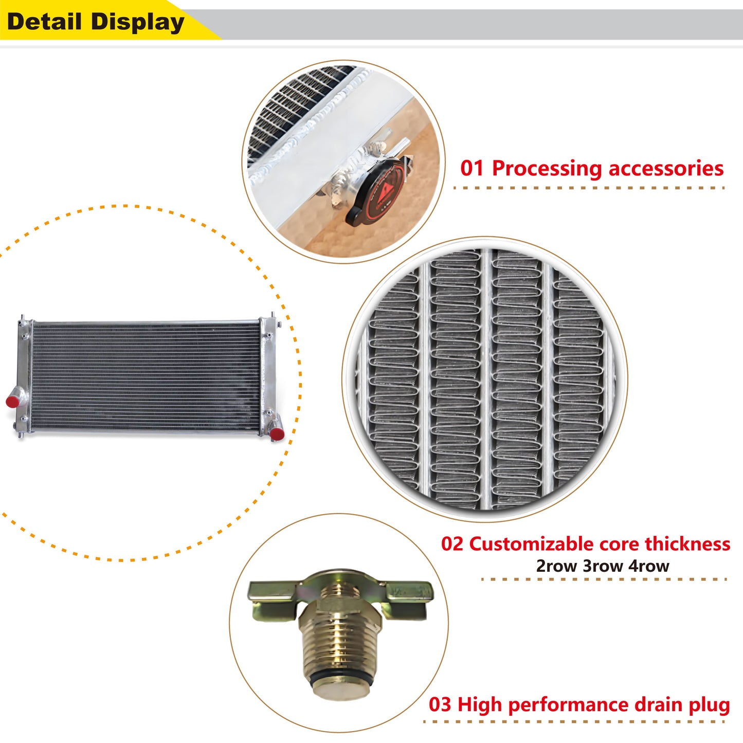 Aluminum radiator 2-row detail view Toyota Celica (2000-2005) Pressure Tested
