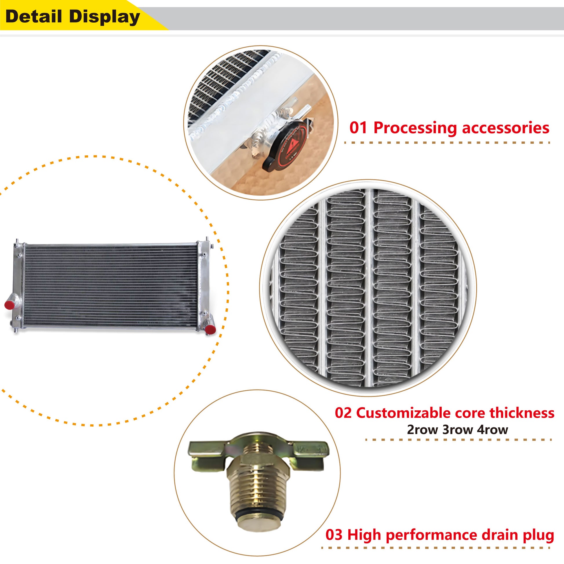 Aluminum radiator 2-row detail view Toyota Celica (2000-2005) Pressure Tested