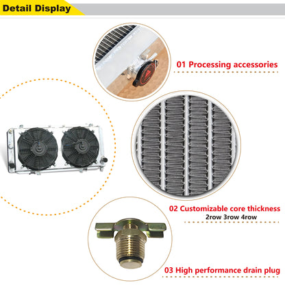 Aluminum radiator fan shroud 2-row detail view Toyota MR2 (1991-1995) Direct Fit