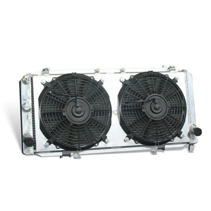 Aluminum radiator fan shroud 2-row left side view Toyota MR2 (1991-1995) Direct Fit