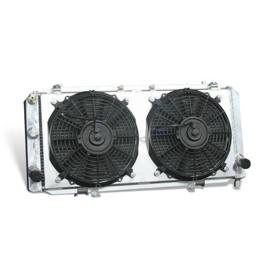 Aluminum radiator fan shroud 2-row left side view Toyota MR2 (1991-1995) Direct Fit