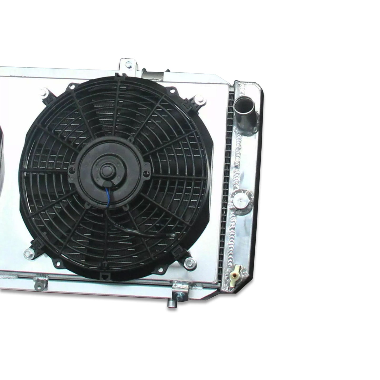 Aluminum radiator fan shroud 2-row right view Toyota MR2 (1991-1995) Pressure Tested