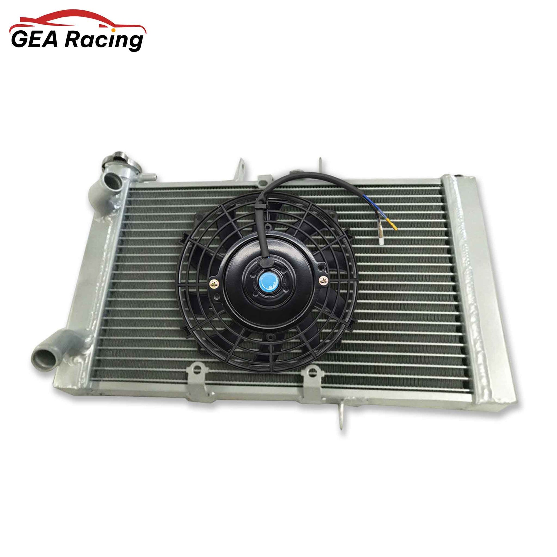 Aluminum radiator with a high-performance cooling fan kit for the 2010-2014 Triumph Tiger 800 for maximum cooling.