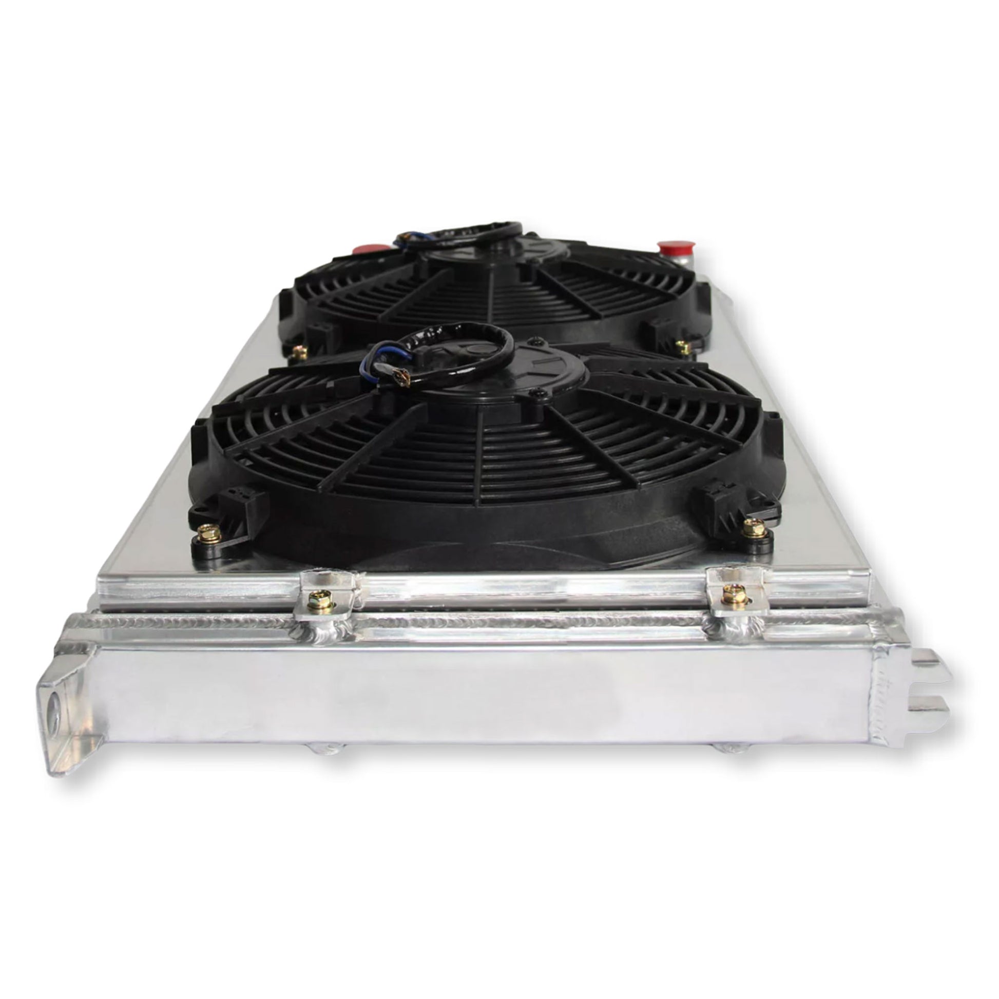 Aluminum fan shroud 2-Row Core left front side view VW Golf MK3 (1994-1998) Direct Fit