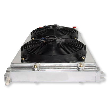 Aluminum fan shroud 2-Row Core left front side view VW Golf MK3 (1994-1998) Direct Fit