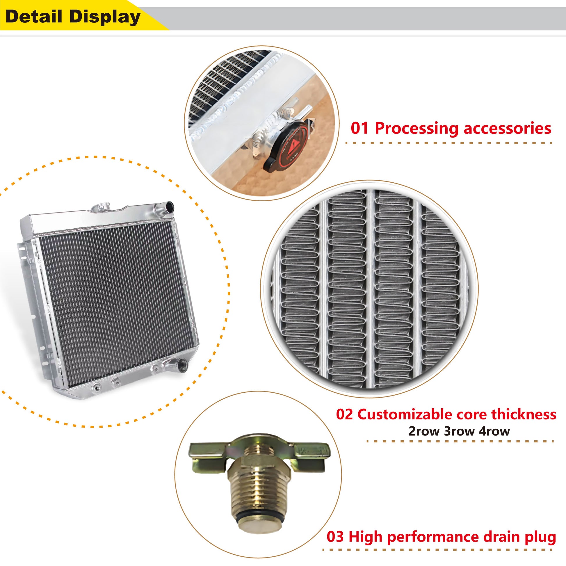Powder-Coated Radiator Welded Seam Ford Country Squire (1962-1972) AT/MT