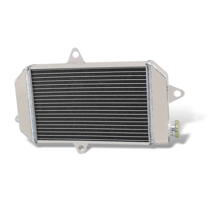 Right side angle of Yamaha Banshee YFZ350 radiator with oversized 3-row core and TIG-welded tanks (1987–2006)