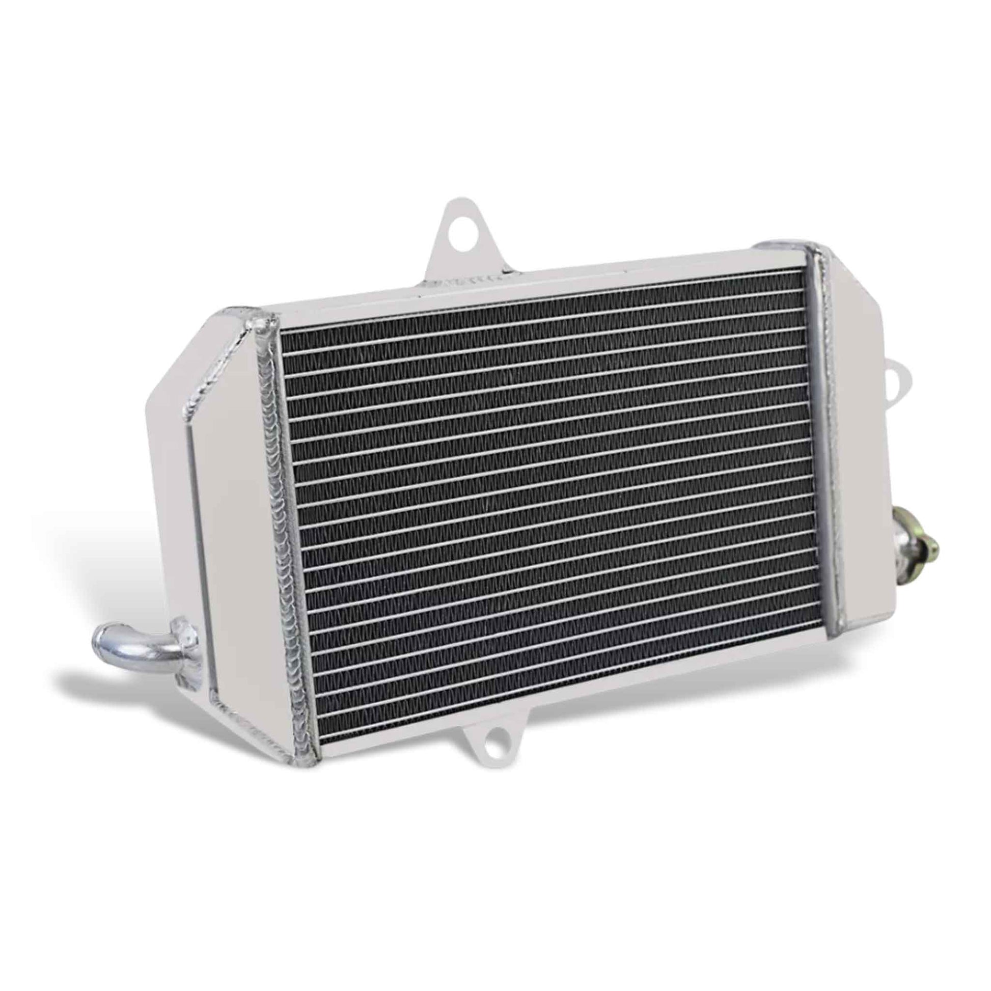 Side profile of 3-row aluminum radiator left side for Yamaha Banshee YFZ350 (1987–2006) with OEM-style mounts